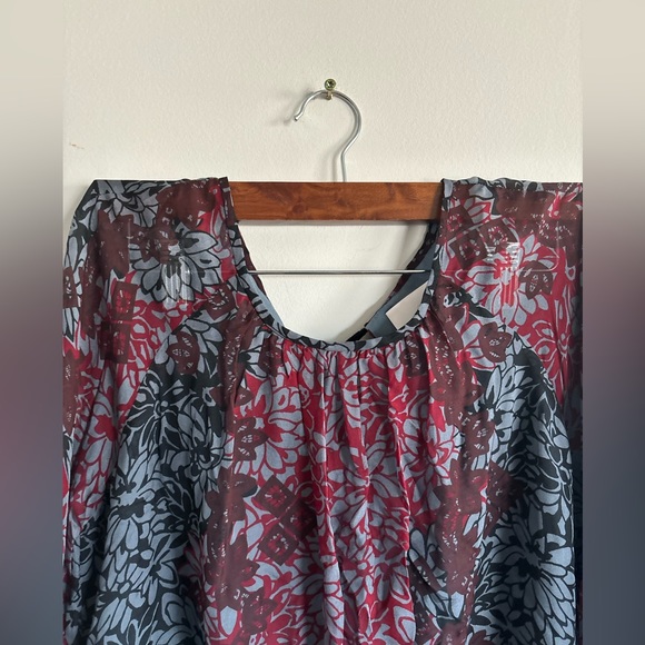 Cinq a Sept silk floral long sleeve top color burgundy and‎ black size S - Picture 3 of 7